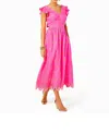 Lilly Pulitzer Lillyanne Flutter Sleeve Eyelet Midi Dress In Aura Pink Days Bloom Eyelet In Pink