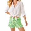 Lilly Pulitzer Lilo Linen Short In Resort White Daffodil Hill In White