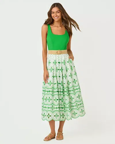 Lilly Pulitzer Lissette Eyelet Midi Dress In Green