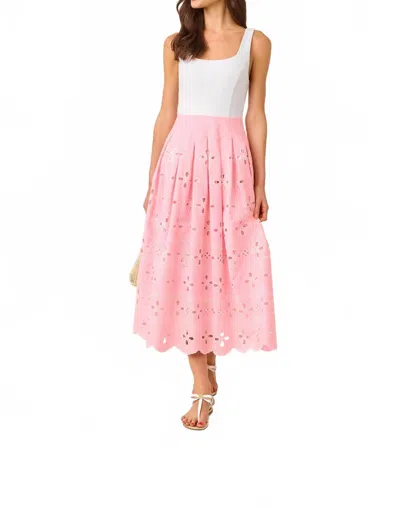 Lilly Pulitzer Lissette Midi Dress In Conch Shell Pink Spring Showers Eyelet In Multi