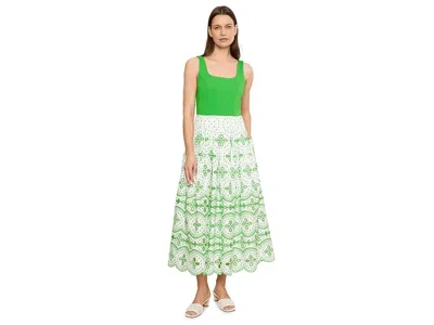 Lilly Pulitzer Lissette Midi Dress Women's Dress Putting Green Spring Showers Eyelet: 4 In White