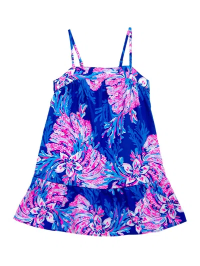 Lilly Pulitzer Little Girl's & Girl's Mini Alessia Floral Shift Dress In Blue Pink Multi