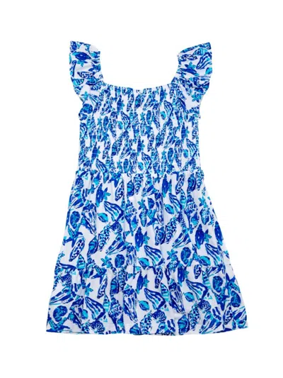Lilly Pulitzer Little Girl's & Girl's Mini Jilly Seashell Print Dress In Blue Sea Shell