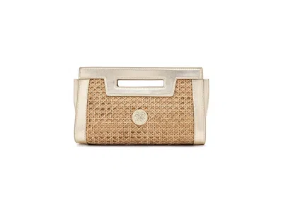 Lilly Pulitzer Liza Cane Clutch Handbags Natural: One Size In Gray
