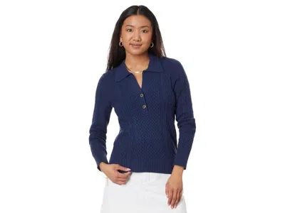 Lilly Pulitzer Lizona Cabled Sweater Women's Sweater Low Tide Navy: Xl-2xl (us Women's 16), Polyester In Blue