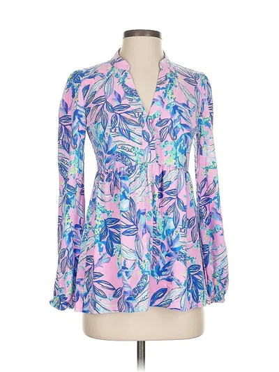 Pre-owned Lilly Pulitzer Long Sleeve Blouse In Blue