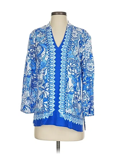 Pre-owned Lilly Pulitzer Long Sleeve Blouse In Blue
