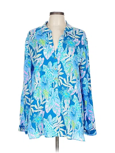 Pre-owned Lilly Pulitzer Long Sleeve Blouse In Blue