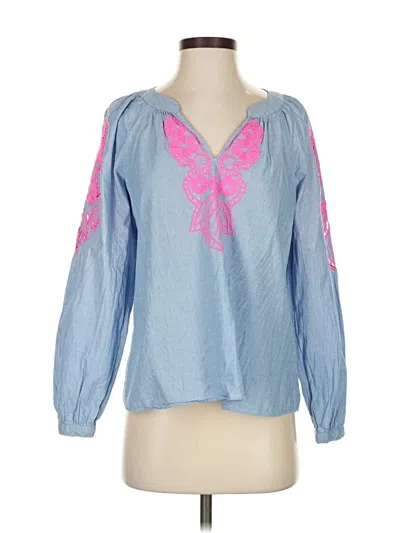 Pre-owned Lilly Pulitzer Long Sleeve Blouse In Blue