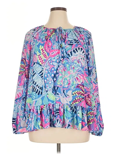Pre-owned Lilly Pulitzer Long Sleeve Blouse In Blue