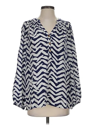 Pre-owned Lilly Pulitzer Long Sleeve Blouse In Blue