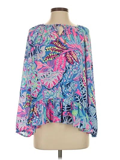 Pre-owned Lilly Pulitzer Long Sleeve Blouse In Blue