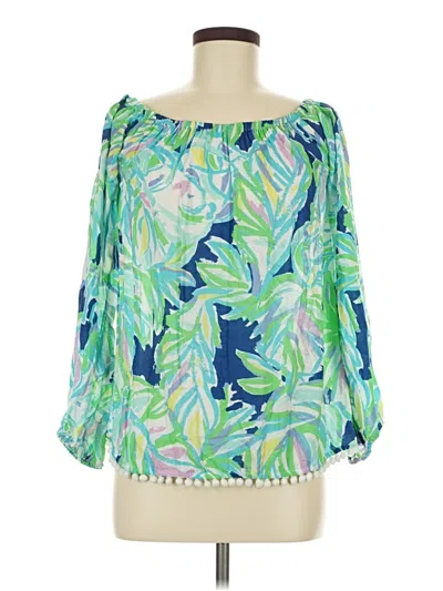 Pre-owned Lilly Pulitzer Long Sleeve Blouse In Blue