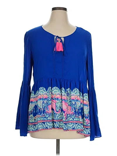 Pre-owned Lilly Pulitzer Long Sleeve Blouse In Blue
