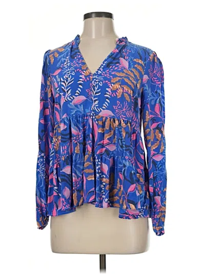 Pre-owned Lilly Pulitzer Long Sleeve Blouse In Blue