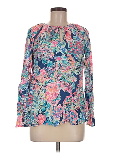 Pre-owned Lilly Pulitzer Long Sleeve Blouse In Blue