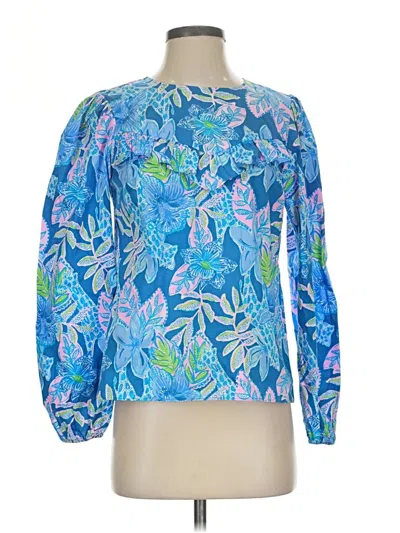 Pre-owned Lilly Pulitzer Long Sleeve Blouse In Blue