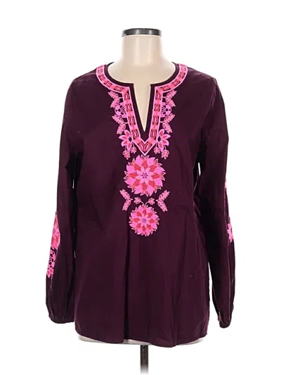 Pre-owned Lilly Pulitzer Long Sleeve Blouse In Burgundy