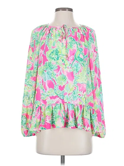 Pre-owned Lilly Pulitzer Long Sleeve Blouse In Green