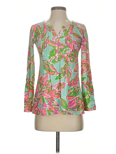 Pre-owned Lilly Pulitzer Long Sleeve Blouse In Green