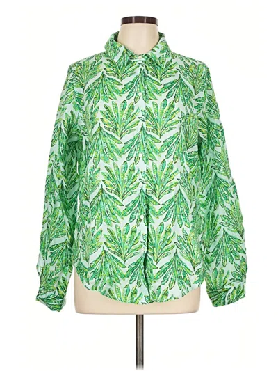 Pre-owned Lilly Pulitzer Long Sleeve Blouse In Green