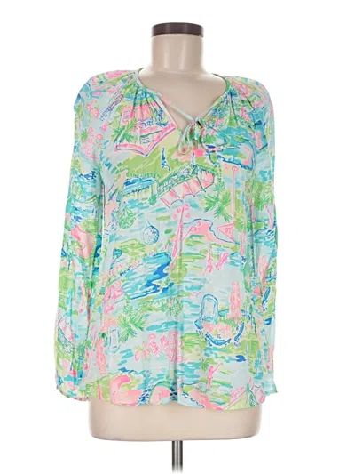 Pre-owned Lilly Pulitzer Long Sleeve Blouse In Green