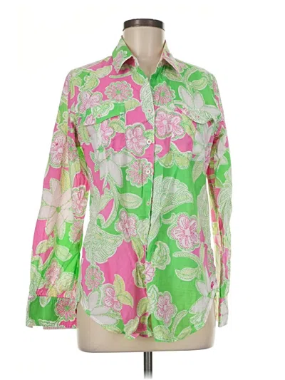 Pre-owned Lilly Pulitzer Long Sleeve Blouse In Green