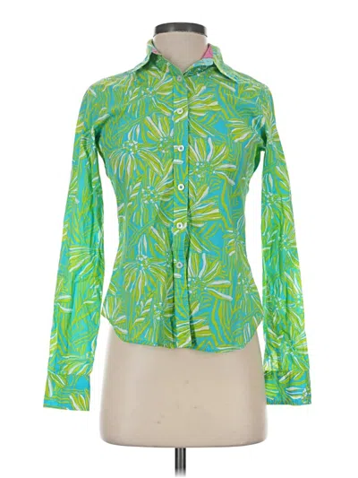 Pre-owned Lilly Pulitzer Long Sleeve Blouse In Green