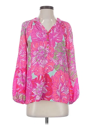 Pre-owned Lilly Pulitzer Long Sleeve Blouse In Pink
