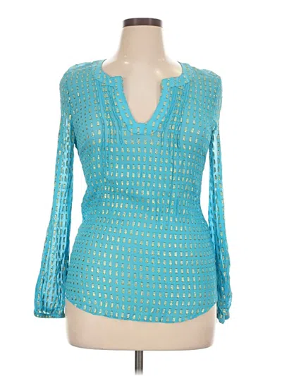 Pre-owned Lilly Pulitzer Long Sleeve Blouse In Teal