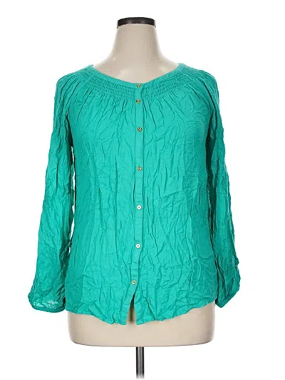 Pre-owned Lilly Pulitzer Long Sleeve Blouse In Teal