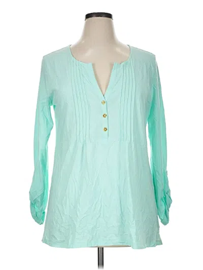 Pre-owned Lilly Pulitzer Long Sleeve Blouse In Teal