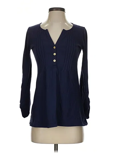 Pre-owned Lilly Pulitzer Long Sleeve Henley Shirt In Blue