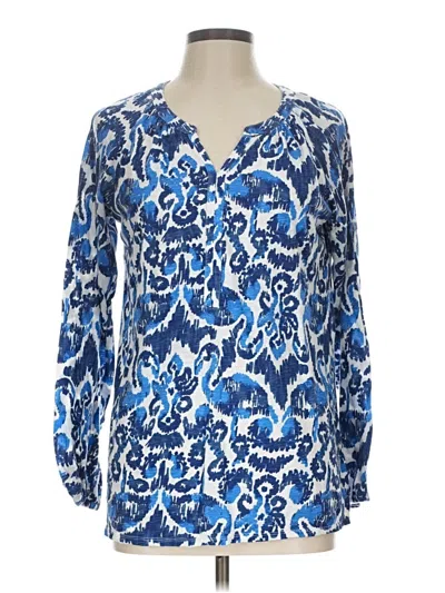 Pre-owned Lilly Pulitzer Long Sleeve Henley Shirt In Blue