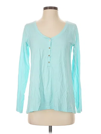Pre-owned Lilly Pulitzer Long Sleeve Henley Shirt In Teal