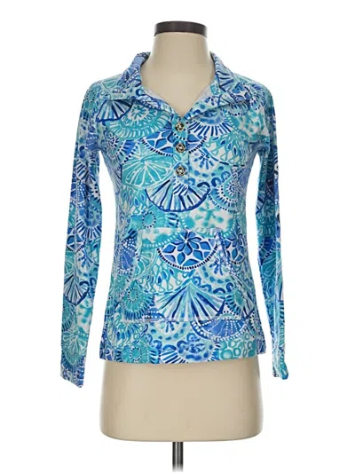Pre-owned Lilly Pulitzer Long Sleeve Polo Shirt In Blue