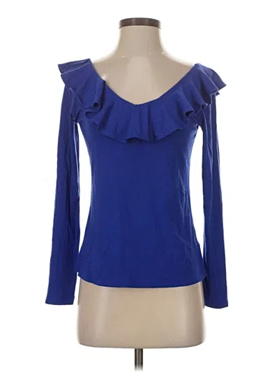 Pre-owned Lilly Pulitzer Long Sleeve Top Blue Ruffles Neckline Tops