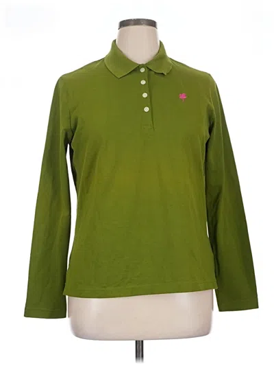 Pre-owned Lilly Pulitzer Long Sleeve Top Green Collared Neckline Tops