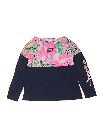 Pre-owned Lilly Pulitzer Kids' Long Sleeve Top Pink Ruffles Neckline Tops
