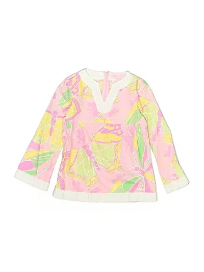 Pre-owned Lilly Pulitzer Kids' Long Sleeve Top Pink V-neck Tops