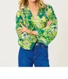 Lilly Pulitzer Lourdes Long Sleeve Top In Fiddle Leaf Green Once And Floral In Green