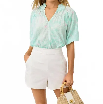 Lilly Pulitzer Lourdes Short Sleeve Top In Mint Condition Fantastical In Green
