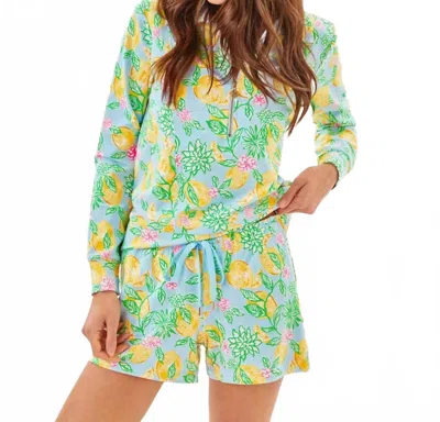 LILLY PULITZER LOXLEY KNIT SHORT IN BLUETTE MAKE LEMONADE