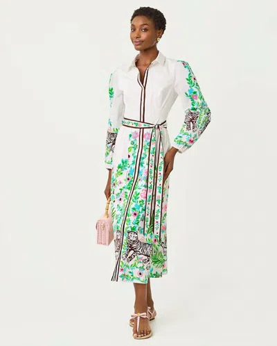 Lilly Pulitzer Luanne Midi Shirt Dress In Resort White Royal Zoo