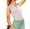 Lilly Pulitzer Luxletic Alister Polo Top In Multi Lil Sun Of A Bun In White