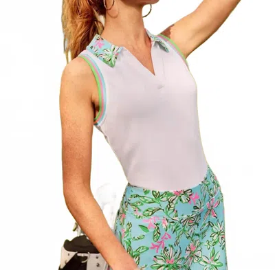 Lilly Pulitzer Luxletic Alister Polo Top In Multi Lil Sun Of A Bun In White