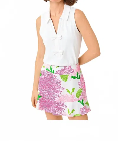 Lilly Pulitzer Luxletic Frida Sleeveless Bow Polo In Resort White In Animal Print