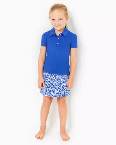 Lilly Pulitzer Luxletic Girls Mini Frida Polo In Martinique Blue