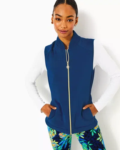 Lilly Pulitzer Luxletic Kimberline Hybrid Vest In Blue Med