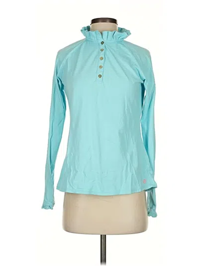 Pre-owned Lilly Pulitzer Luxletic Long Sleeve Henley Shirt In Blue